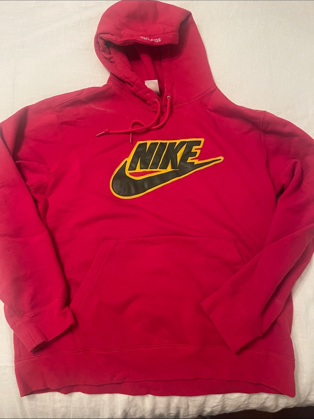 Nike x Supreme Red Hoodie with Black and Yellow Logo large preowned